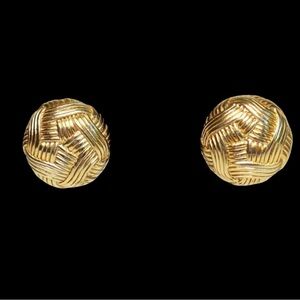 Oscar de la Renta Gold Textured Earrings